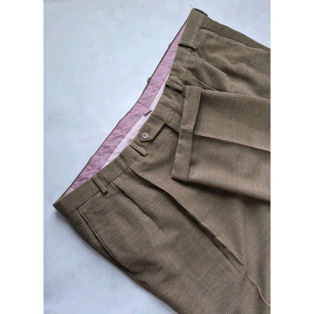 Samuelsohn Mens Beige Corduroy Pleated Dress Pants Loro Piana 49x28 Canada P505